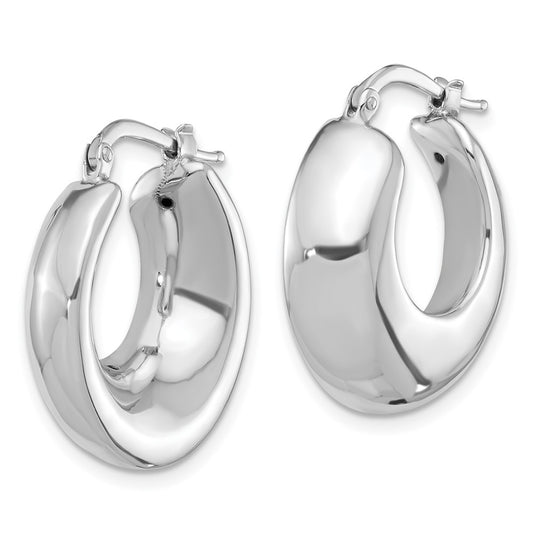 Rhodium-plated Sterling Silver Polished Hoop Earrings