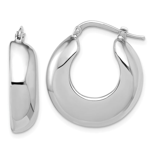 Rhodium-plated Sterling Silver Polished Hoop Earrings