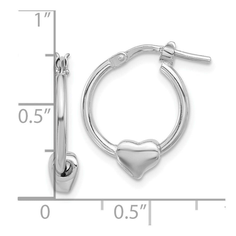 Rhodium-plated Sterling Silver Polished Heart Hoop Earrings