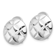 Rhodium-plated Sterling Silver Diamond-cut Non-pierced Earrings