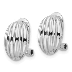 Rhodium-plated Sterling Silver Oval Non-pierced Earrings