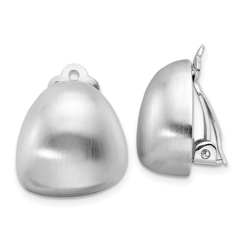 Rhodium-plated Sterling Silver Brushed Non-pierced Earrings