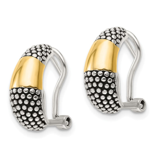 Yellow Gold-plated Sterling Silver Polished and Antiqued Omega Back Earrings