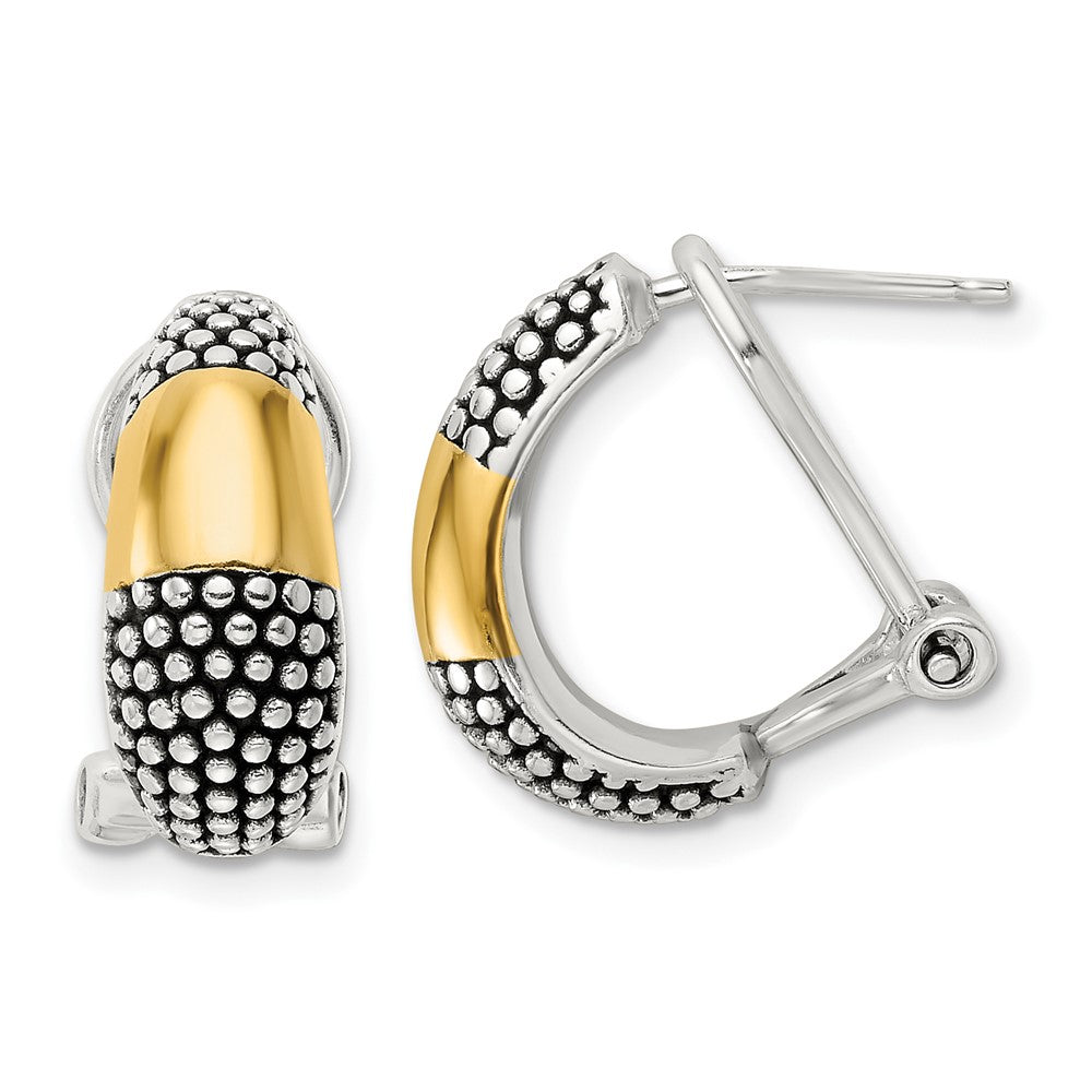 Yellow Gold-plated Sterling Silver Polished and Antiqued Omega Back Earrings