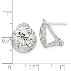Sterling Silver Polished and Diamond-cut Circle Omega Back Post Earrings