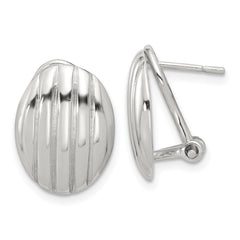 Sterling Silver Polished Oval Omega Back Earrings