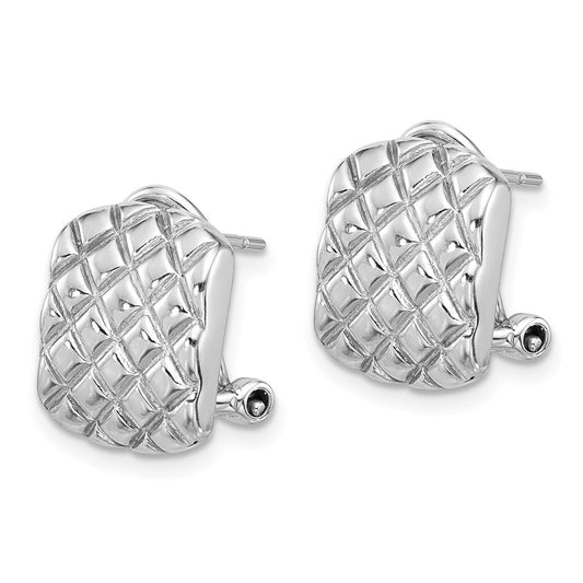 Rhodium-plated Sterling Silver Patterned Omega Back Earrings