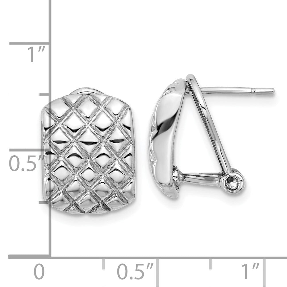 Rhodium-plated Sterling Silver Patterned Omega Back Earrings