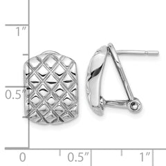 Rhodium-plated Sterling Silver Patterned Omega Back Earrings