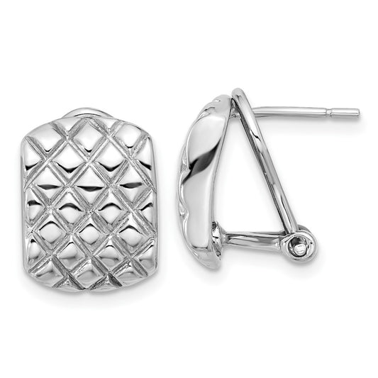 Rhodium-plated Sterling Silver Patterned Omega Back Earrings