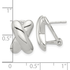 Sterling Silver Polished X Design Omega Back Earrings