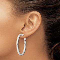 Sterling Silver Polished 3.25mm Round Hoop Earrings