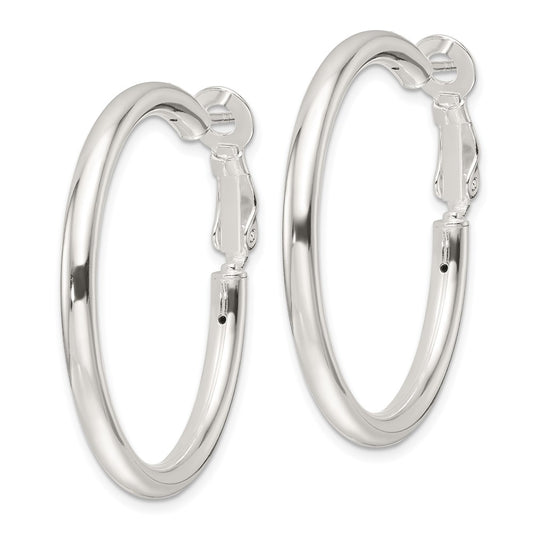 Sterling Silver Polished 3.25mm Round Hoop Earrings