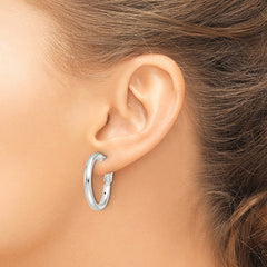 Sterling Silver Polished 3.25mm Round Hoop Earrings