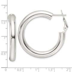 Sterling Silver Polished 5mm Round Hoop Earrings