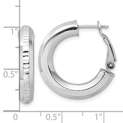 Rhodium-plated Sterling Silver Diamond-cut 4.70mm Omega Back Hoop Earrings