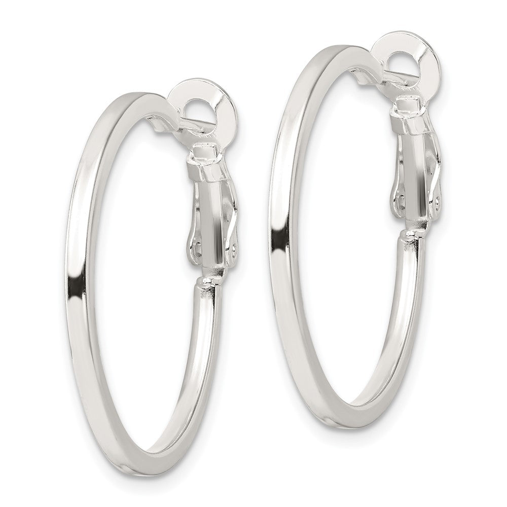 Sterling Silver Polished 2mm Square Tube Round Hoop Earrings