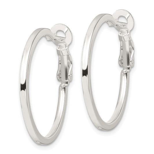 Sterling Silver Polished 2mm Square Tube Round Hoop Earrings