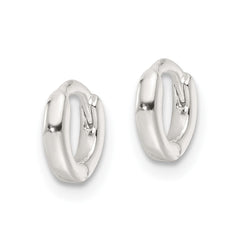 Sterling Silver Polished 8.2x1.6mm Round Hinged Hoop Earrings