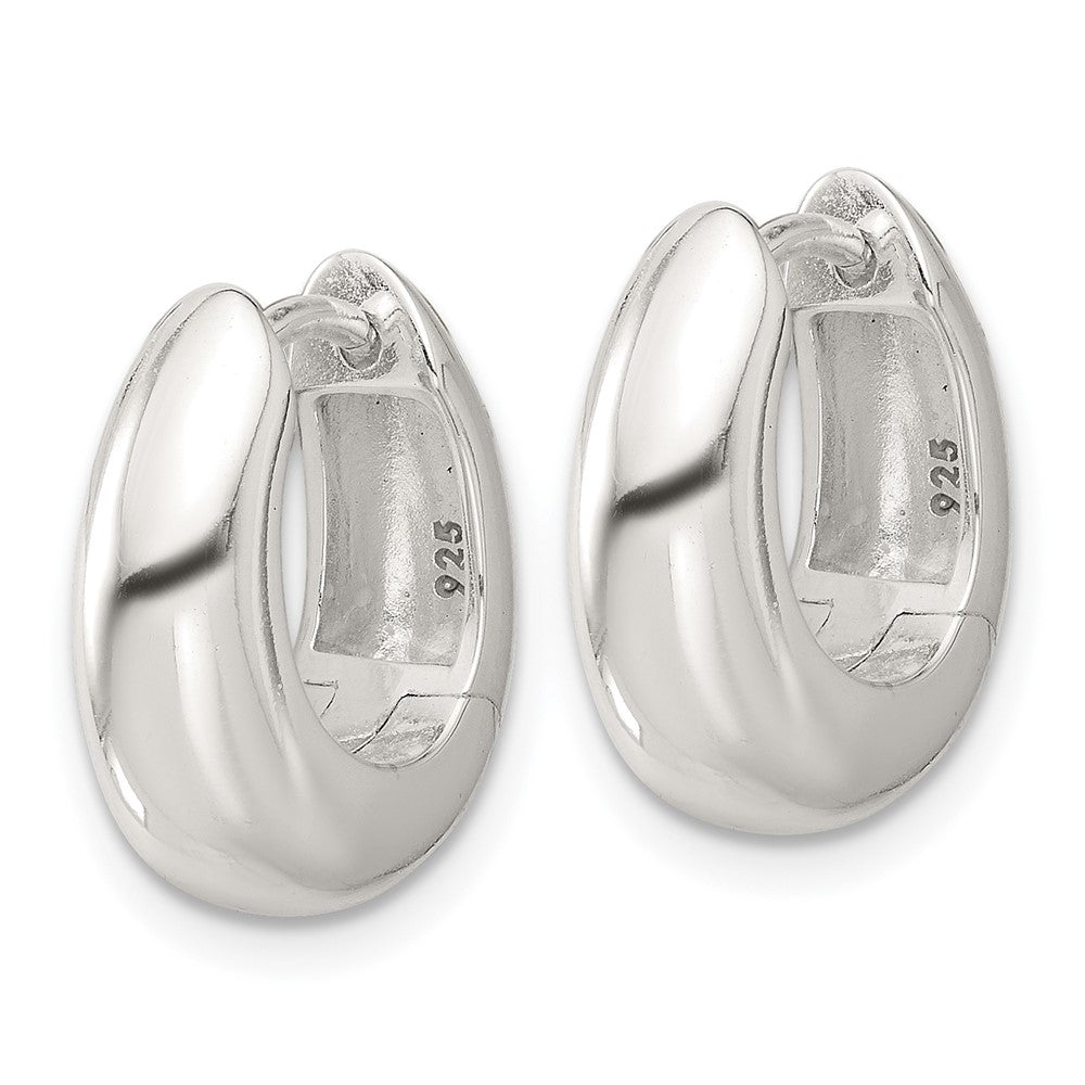 Sterling Silver E-coated Tapered Hinged Hoop Earrings