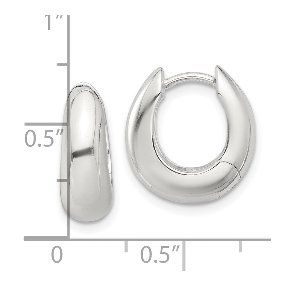 Sterling Silver E-coated Tapered Hinged Hoop Earrings
