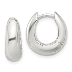 Sterling Silver E-coated Tapered Hinged Hoop Earrings