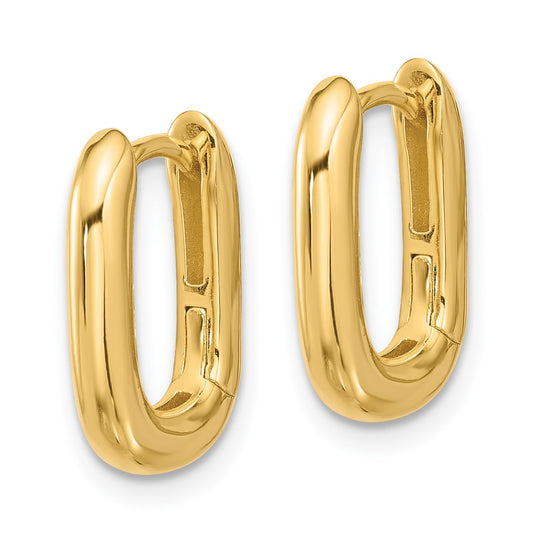 Yellow Gold-plated Sterling Silver Rounded Edge Square Hinged Hoop Earrings