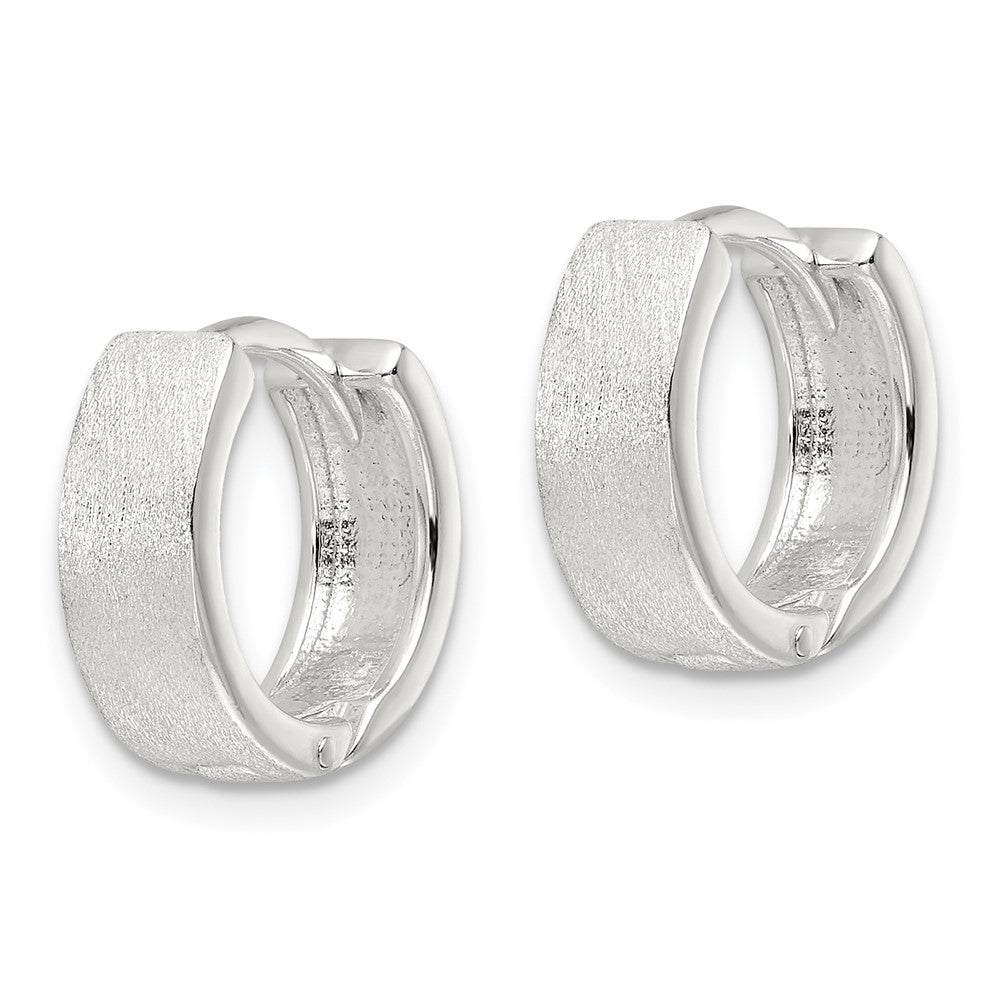 Sterling Silver Brushed and Polished 5mm Hinged Hoop Earrings