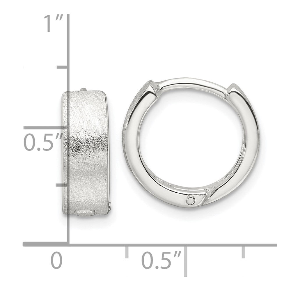 Sterling Silver Brushed and Polished 5mm Hinged Hoop Earrings