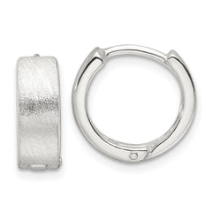 Sterling Silver Brushed and Polished 5mm Hinged Hoop Earrings