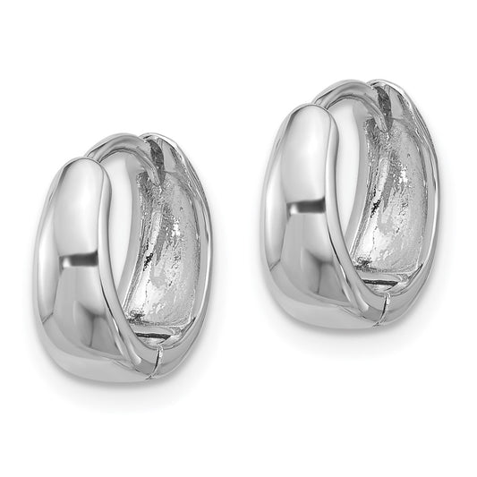 Rhodium-plated Sterling Silver 12x5mm Huggie Hoop Earrings