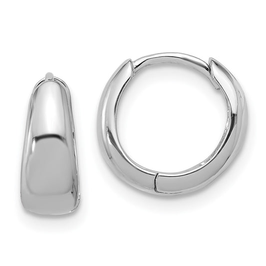 Rhodium-plated Sterling Silver 12x5mm Huggie Hoop Earrings