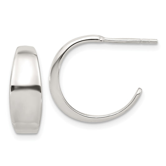 Sterling Silver Polished C-Shape Concave Post Earrings