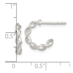 Sterling Silver E-coated Twisted Post Hoop Earrings