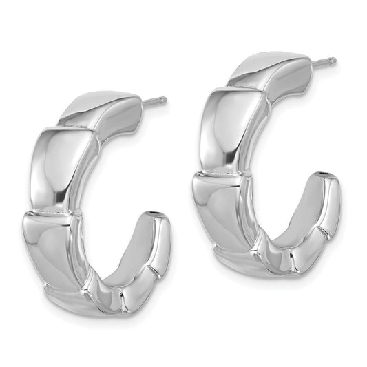 Rhodium-plated Sterling Silver Polished Hoop Post Earrings