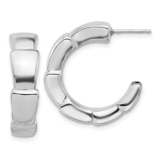 Rhodium-plated Sterling Silver Polished Hoop Post Earrings