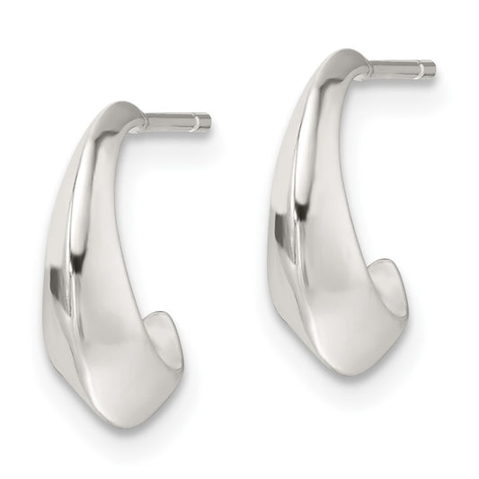 Sterling Silver Polished J-Hoop Post Earrings
