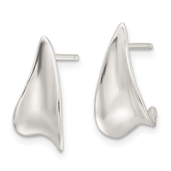 Sterling Silver E-Coating Polished Fancy J Hoop Earrings