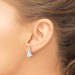 Sterling Silver E-Coating Polished Fancy J Hoop Earrings