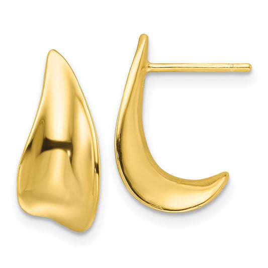 Yellow Gold-plated Sterling Silver Polished Fancy J Hoop Earrings