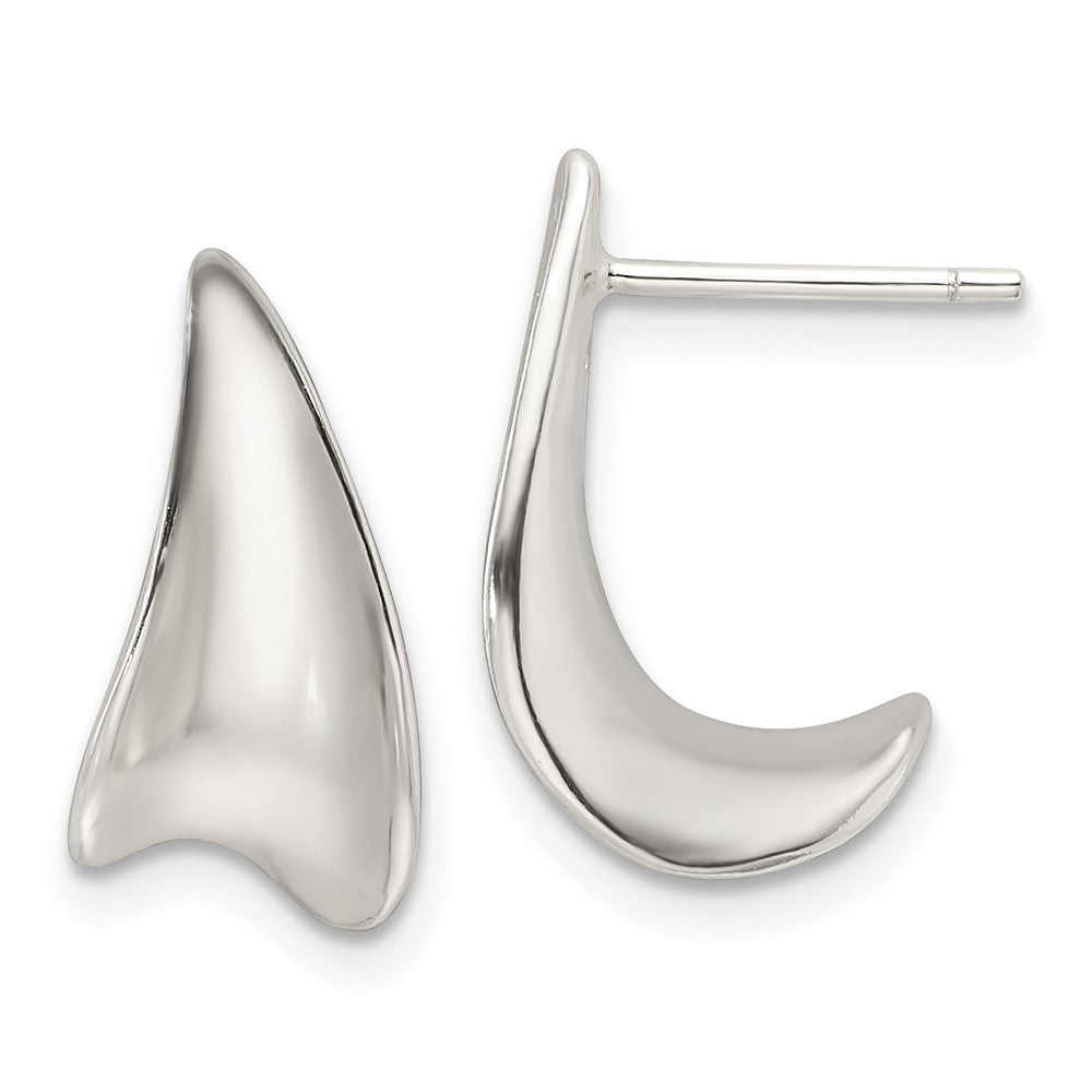 Sterling Silver E-Coating Polished Fancy J Hoop Earrings