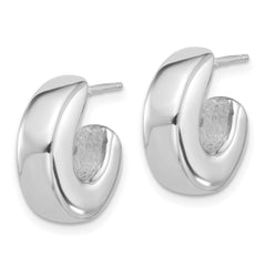 Rhodium-plated Sterling Silver Polished J-Hoop Post Earrings