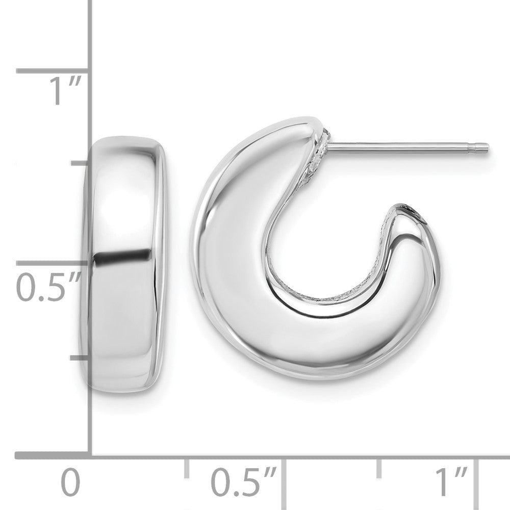 Rhodium-plated Sterling Silver Polished J-Hoop Post Earrings