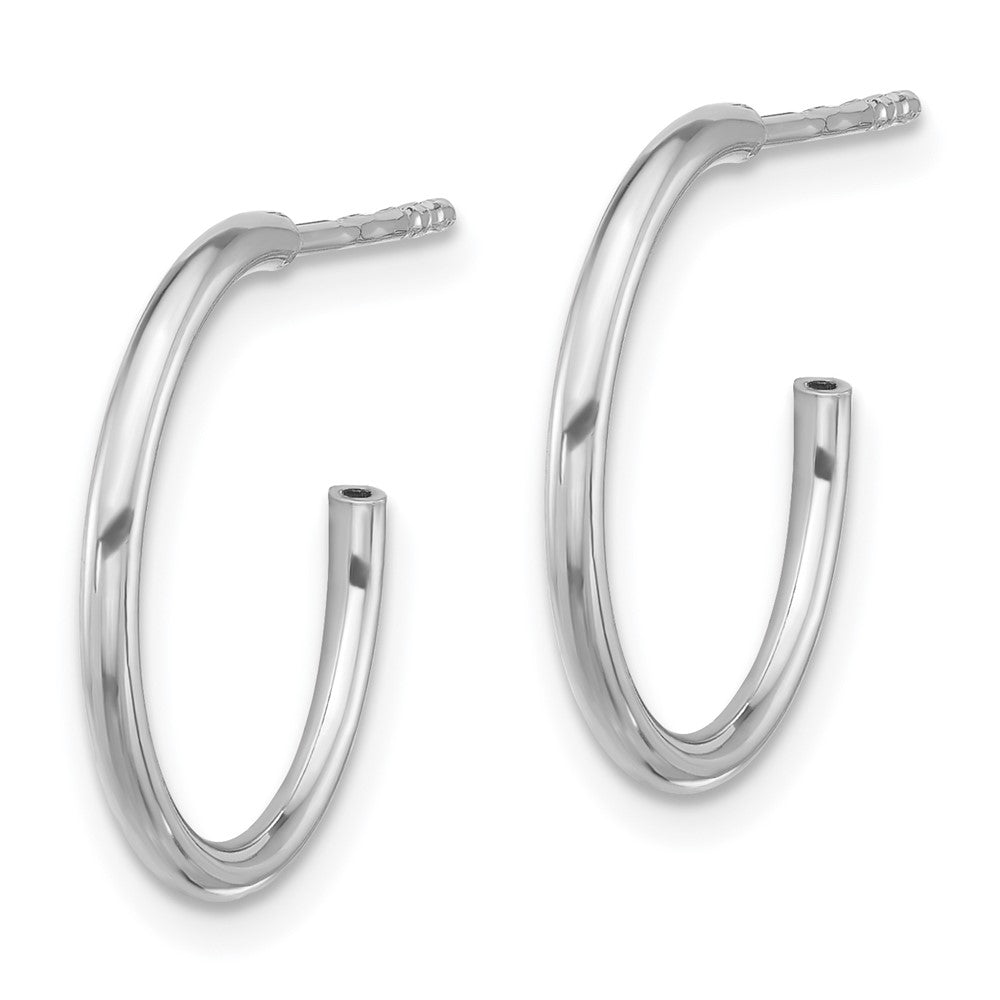 Rhodium-plated Sterling Silver Polished Round Post Hoop Earrings