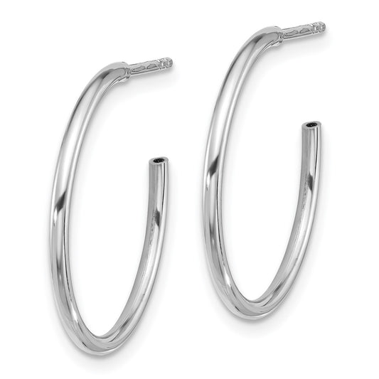 Rhodium-plated Sterling Silver Hollow Tube Post Hoop Earrings