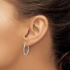 Rhodium-plated Sterling Silver Hollow Tube Post Hoop Earrings