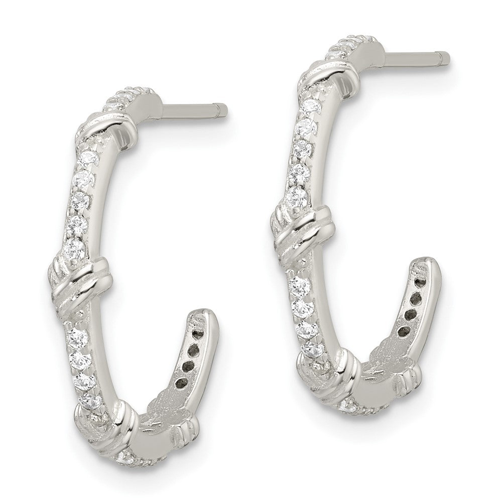 Sterling Silver E-Coating CZ Knot Post Hoop Earrings