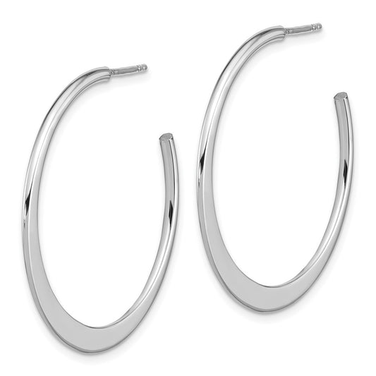 Rhodium-plated Sterling Silver Polished Post Hoop Earrings