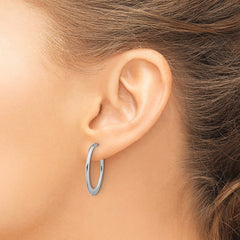 Rhodium-plated Sterling Silver Polished Flat Oval Post Hoop Earrings