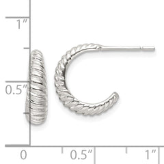 Sterling Silver Polished Scalloped J-Hoop Post Earrings